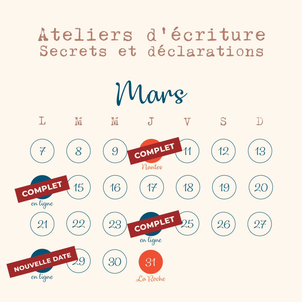 calendrier mars complet